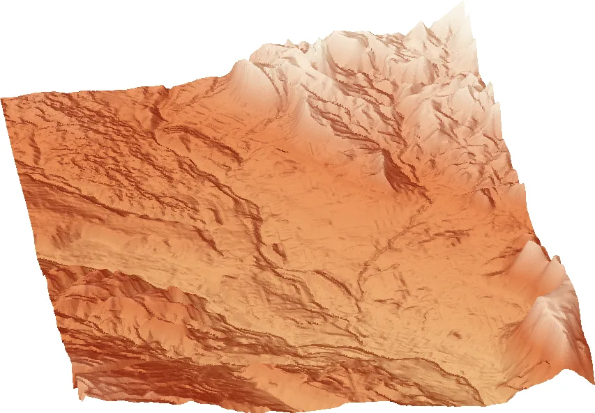 3D terrain render of the Paradise Canyon area at the south end of the park, near Ivins and St. George.